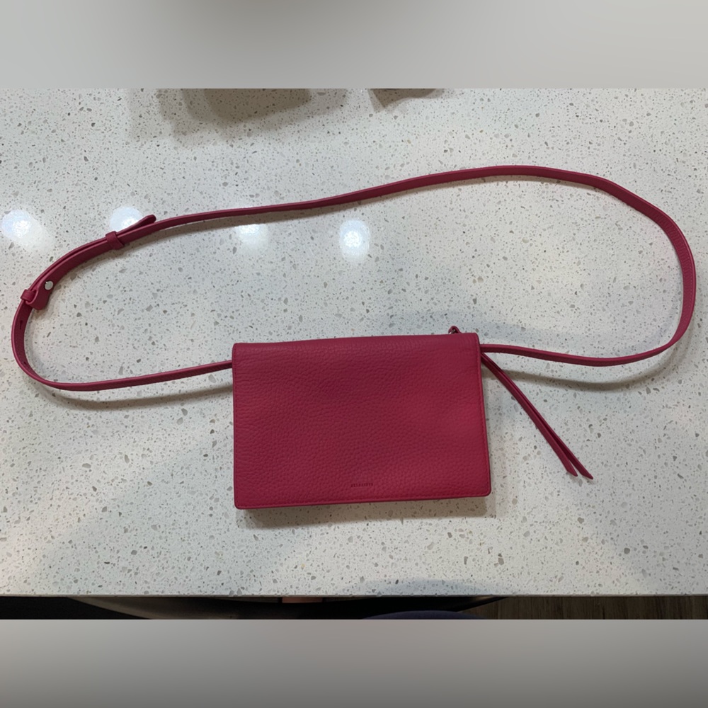 AllSaints Fetch Leather Crossbody Wallet - Fuchsia  Pink
